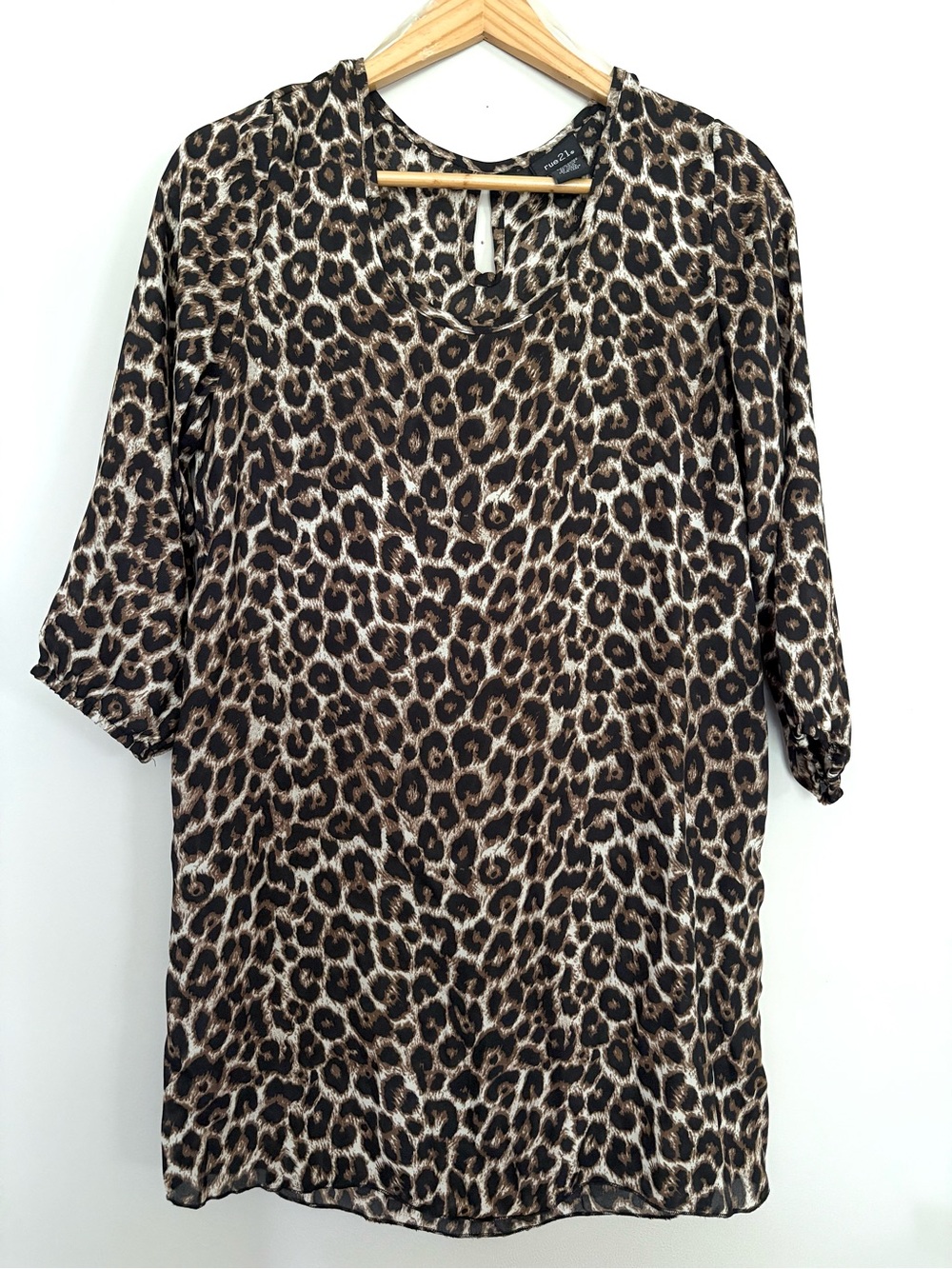 Women's‎ Small Leopard Print Mini Dress 3/4 Sleeve Shift Dress Y2K Club Outfit
